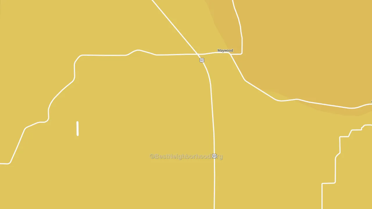 Map of the best neighborhoods in the 69038 area, with better matches in green and worse matches in red