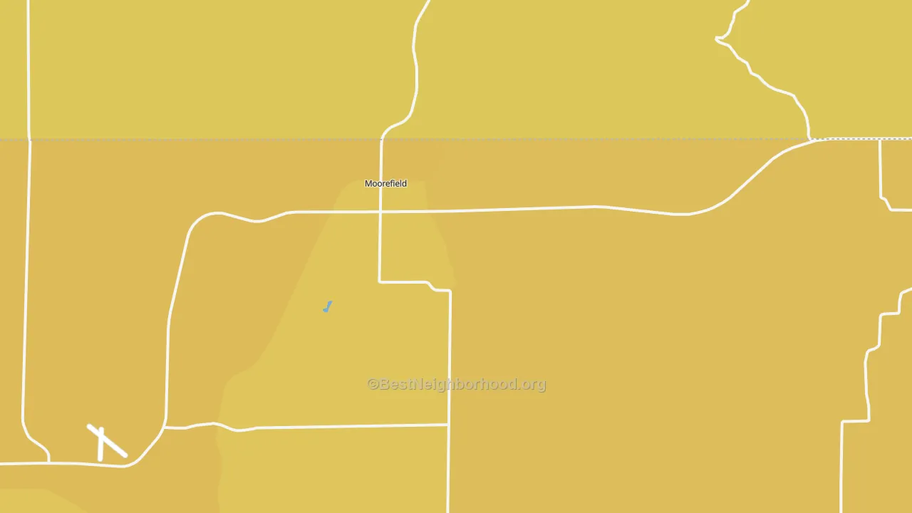 Map of the best neighborhoods in the 69039 area, with better matches in green and worse matches in red