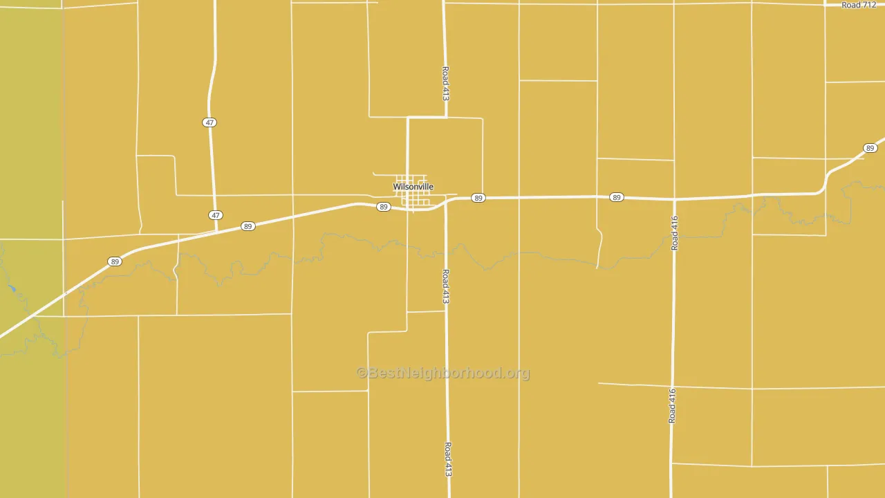 Map of the best neighborhoods in the 69046 area, with better matches in green and worse matches in red