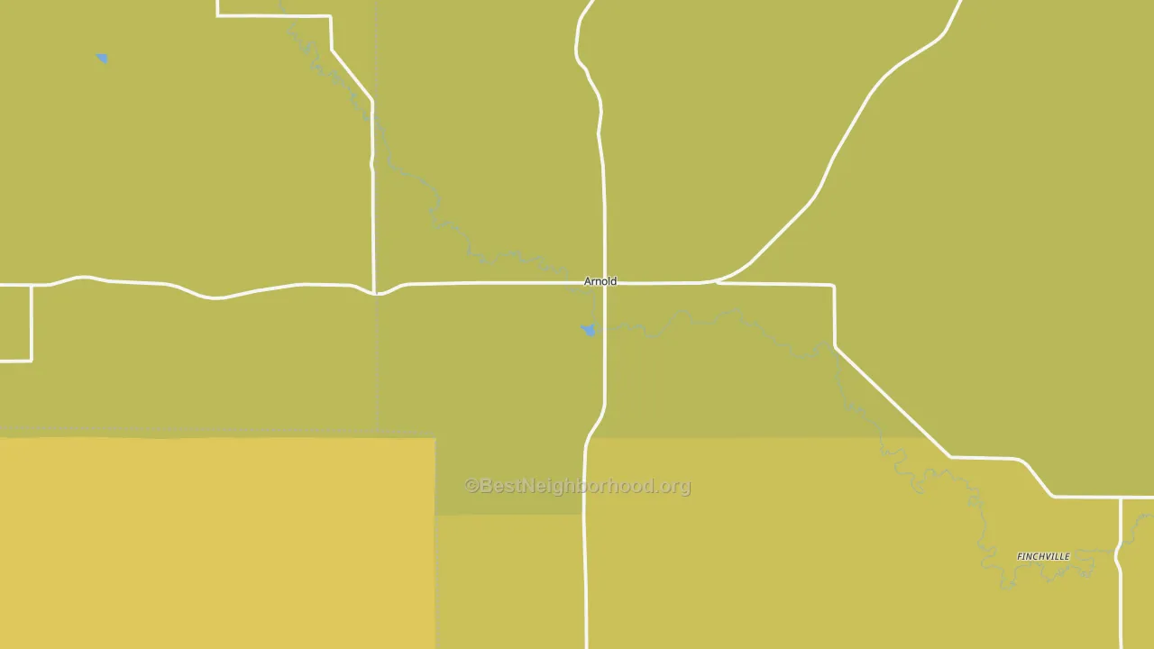 Map of the best neighborhoods in the 69120 area, with better matches in green and worse matches in red