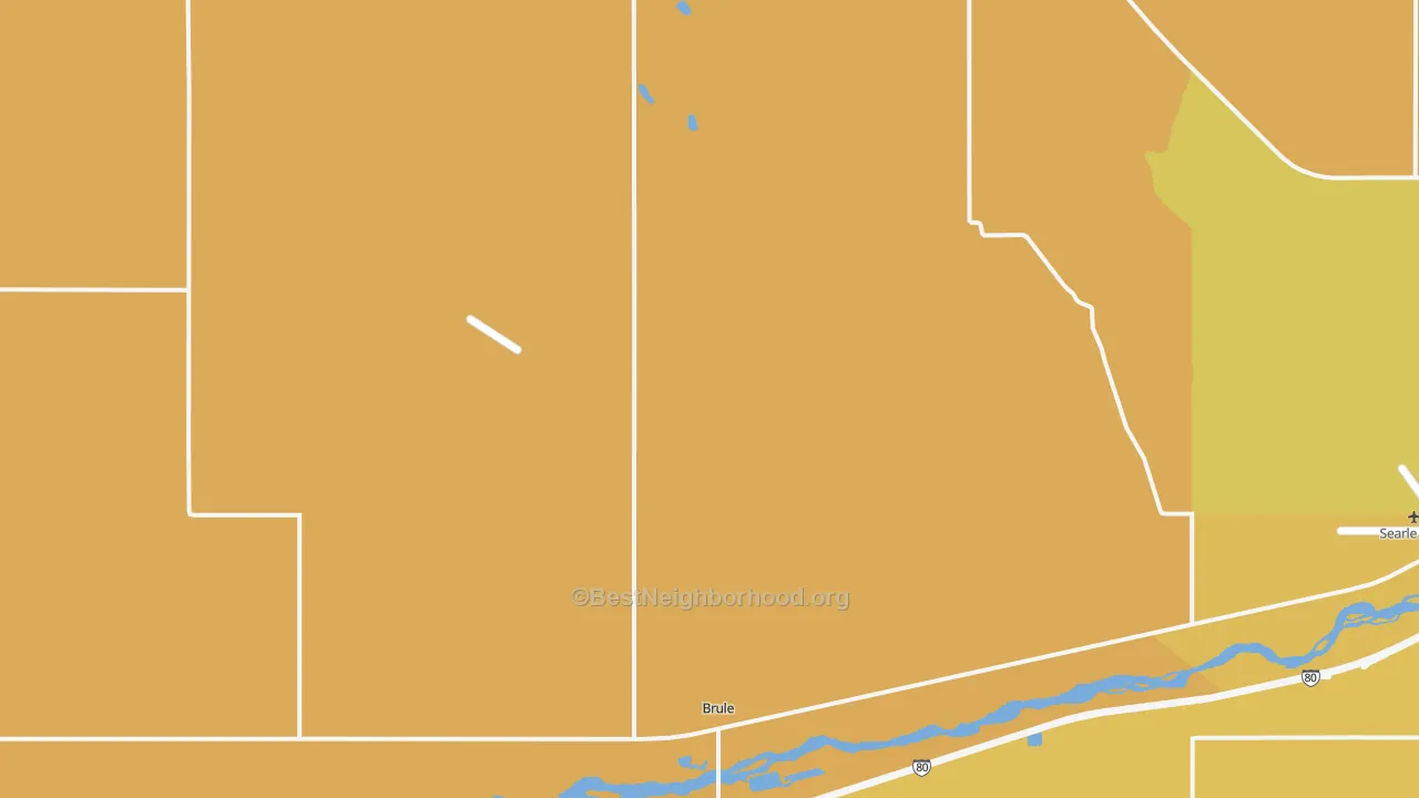 Map of the best neighborhoods in the 69127 area, with better matches in green and worse matches in red