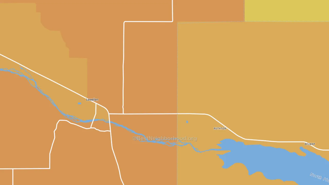 Map of the best neighborhoods in the 69147 area, with better matches in green and worse matches in red