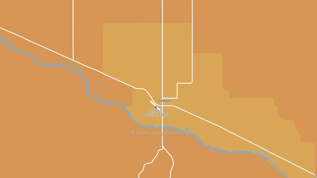 Map of the best neighborhoods in the 69154 area, with better matches in green and worse matches in red