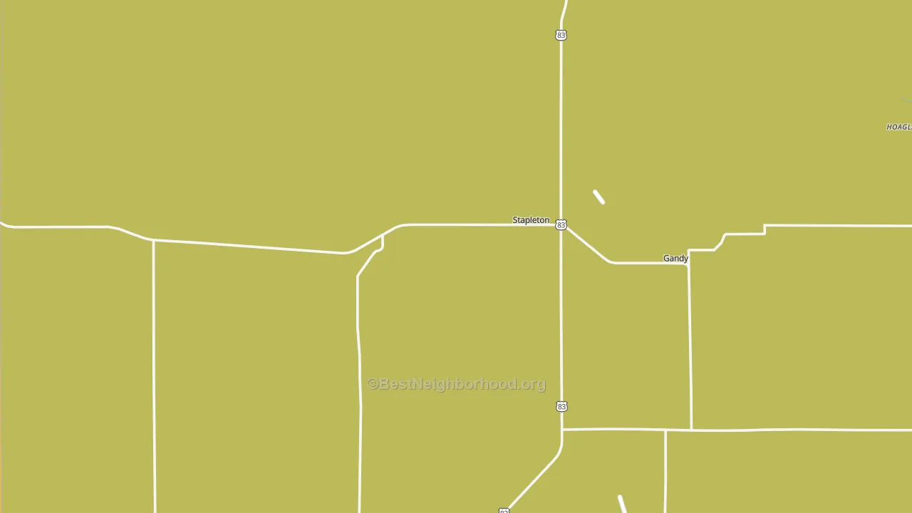 Map of the best neighborhoods in the 69163 area, with better matches in green and worse matches in red