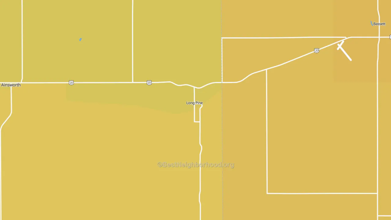 Map of the best neighborhoods in the 69217 area, with better matches in green and worse matches in red