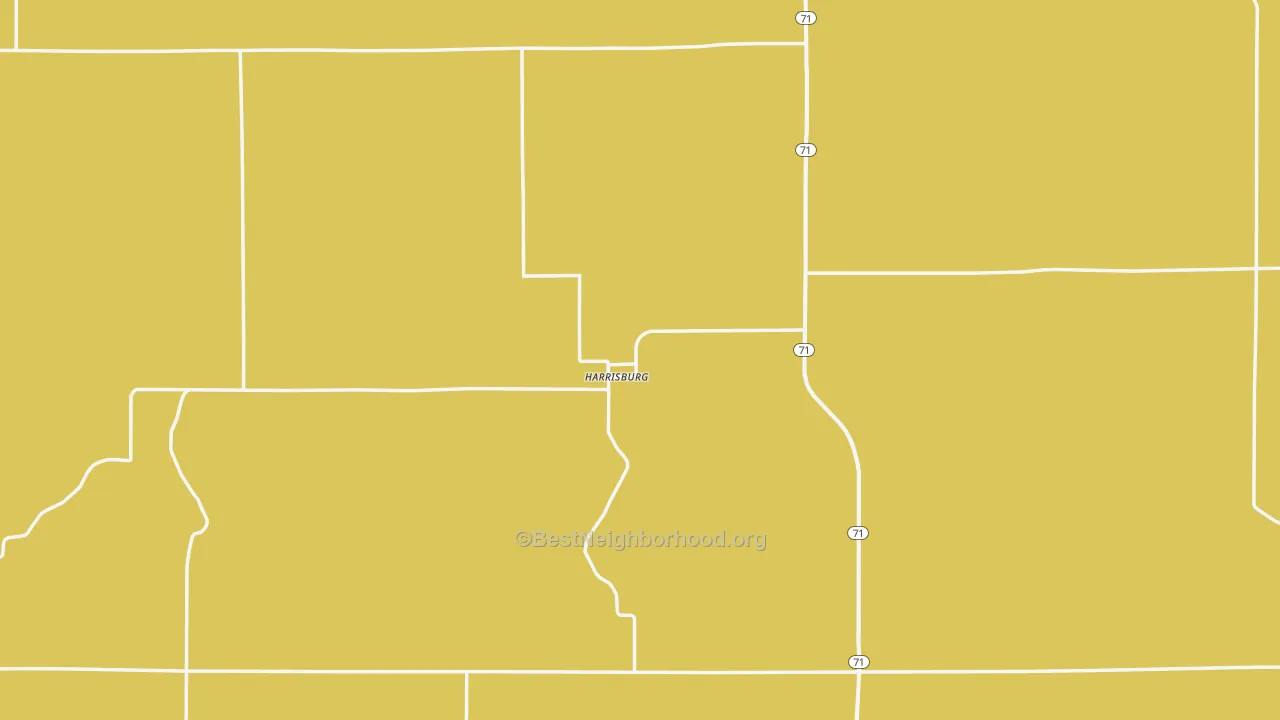 Map of the best neighborhoods in the 69345 area, with better matches in green and worse matches in red
