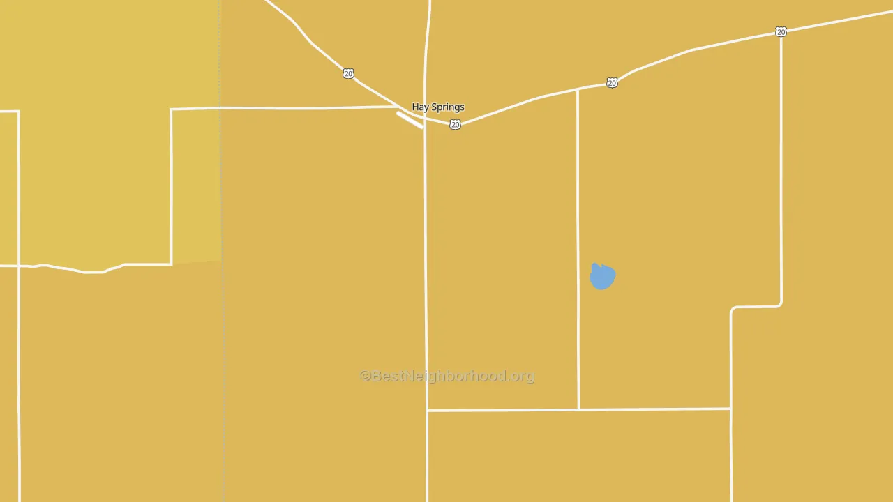 Map of the best neighborhoods in the 69347 area, with better matches in green and worse matches in red