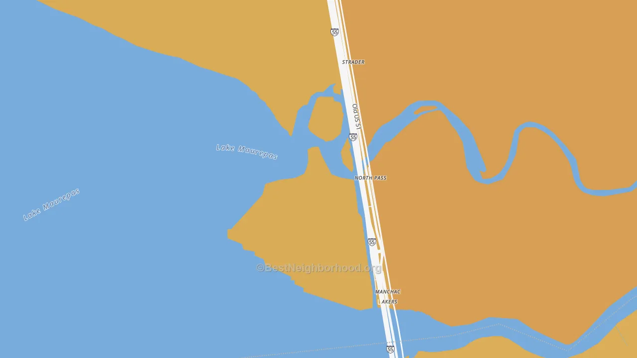 Map of the best neighborhoods in the 70421 area, with better matches in green and worse matches in red