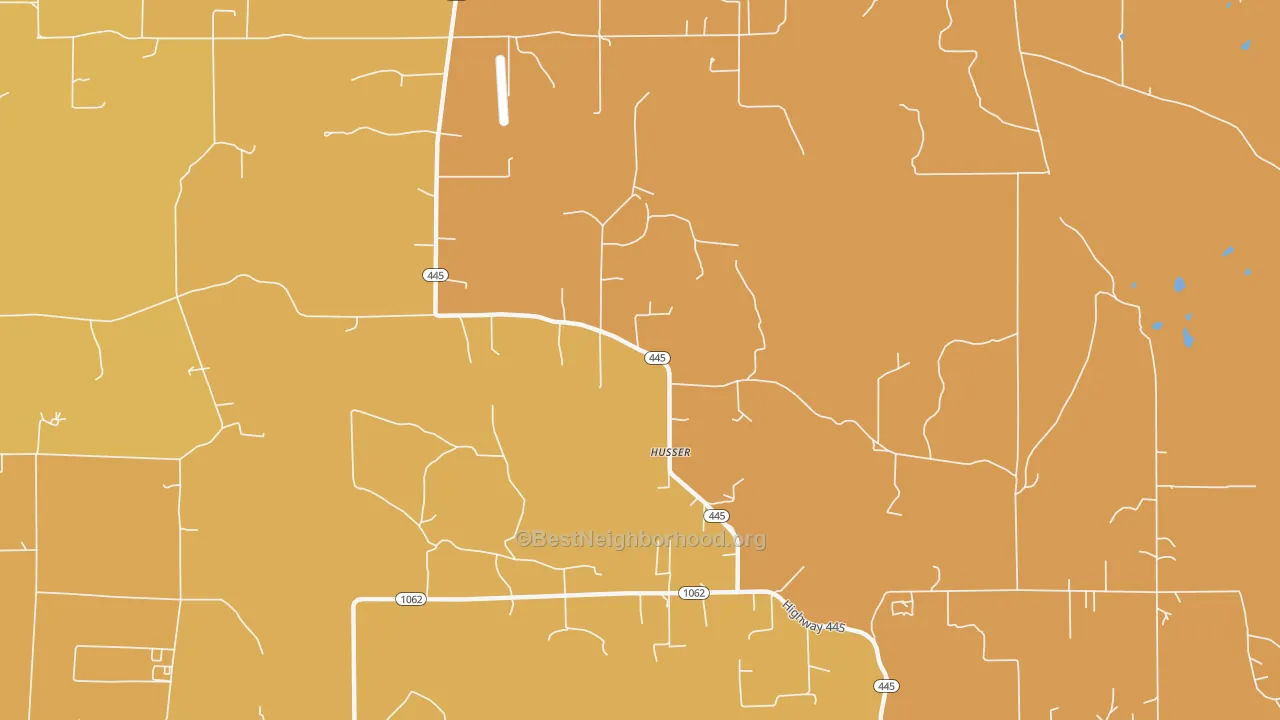 Map of the best neighborhoods in the 70442 area, with better matches in green and worse matches in red