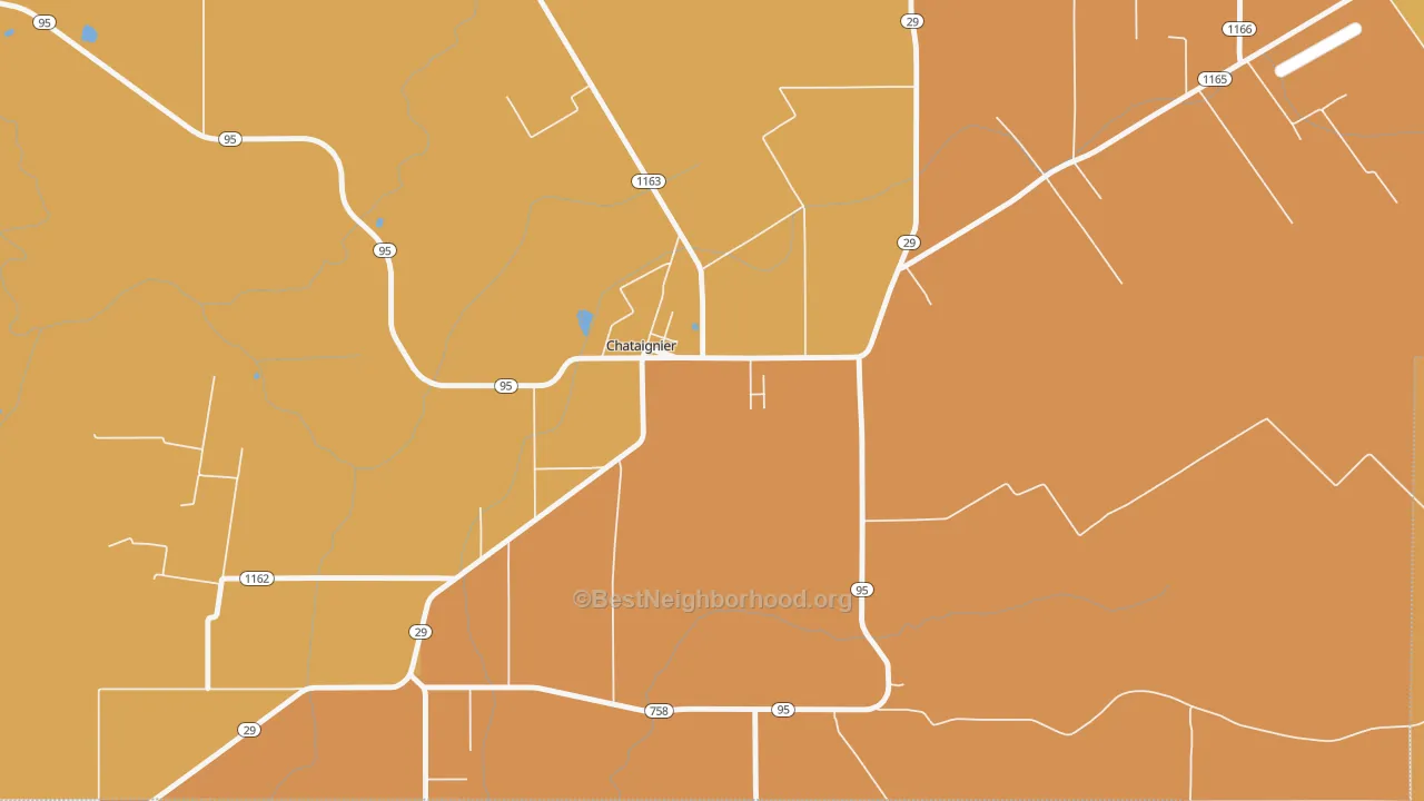 Map of the best neighborhoods in the 70524 area, with better matches in green and worse matches in red