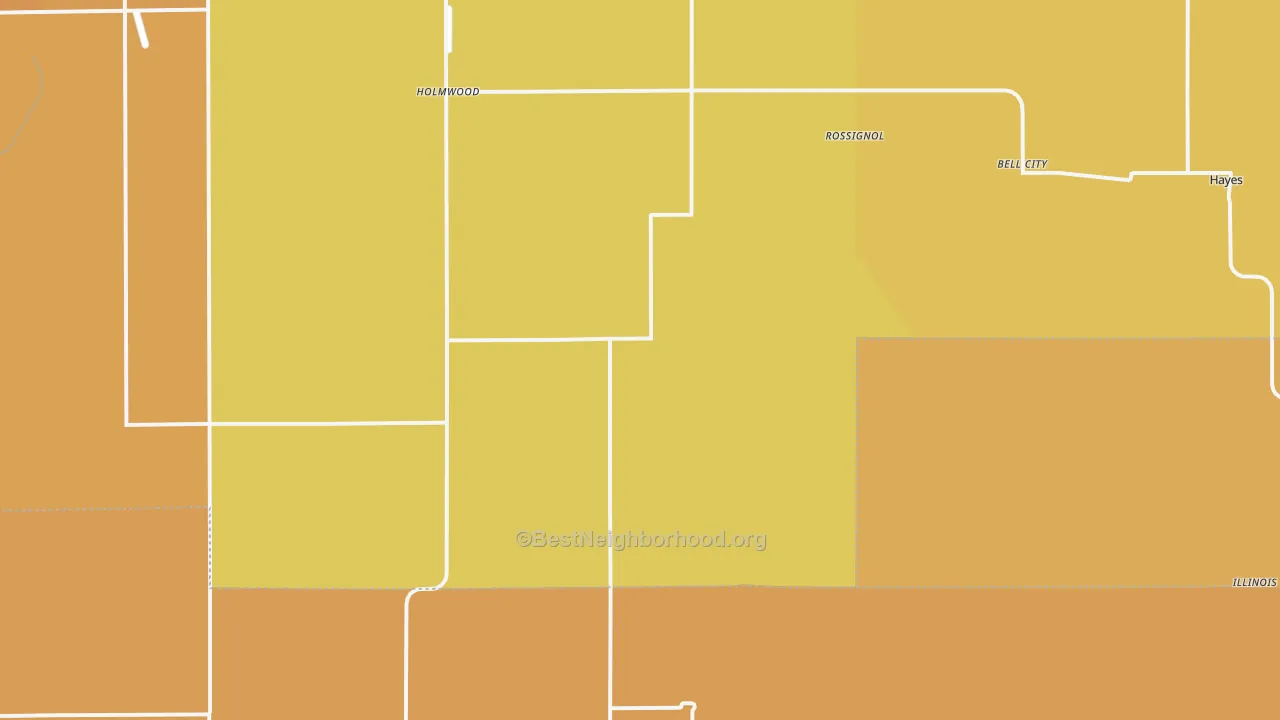 Map of the best neighborhoods in the 70630 area, with better matches in green and worse matches in red