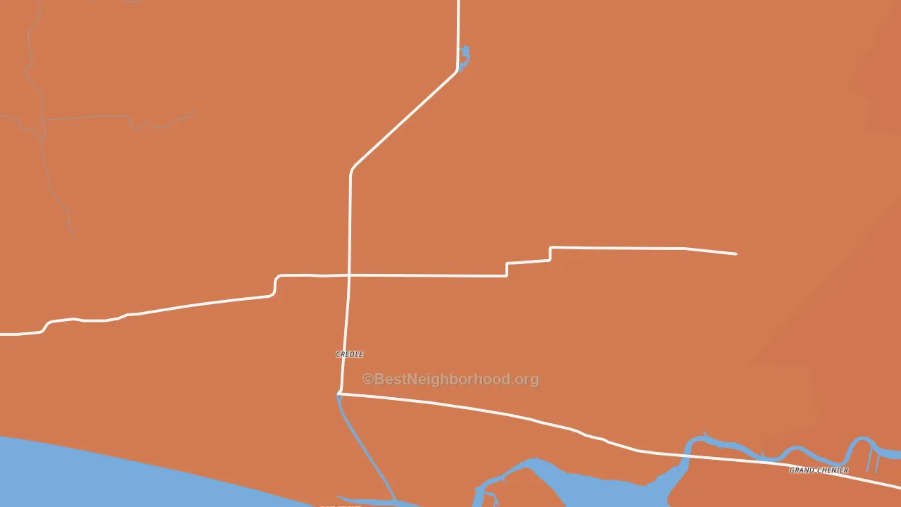 Map of the best neighborhoods in the 70632 area, with better matches in green and worse matches in red