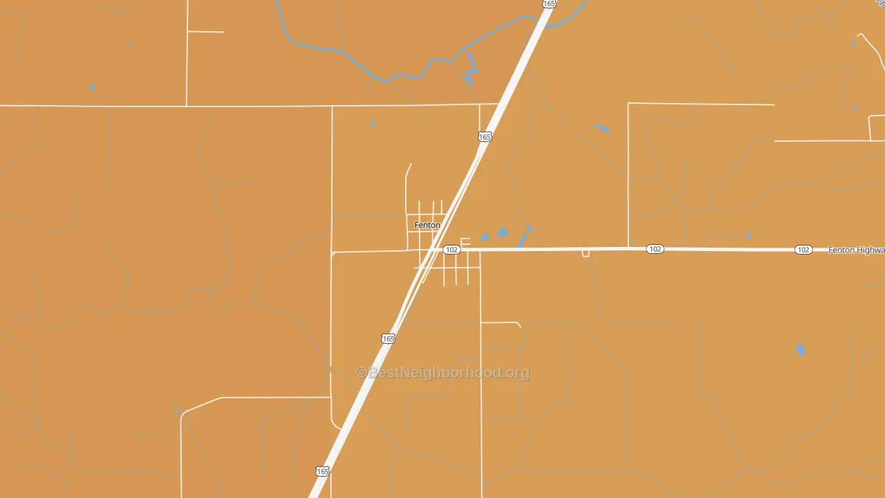 Map of the best neighborhoods in the 70640 area, with better matches in green and worse matches in red
