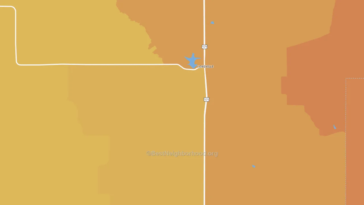 Map of the best neighborhoods in the 70652 area, with better matches in green and worse matches in red
