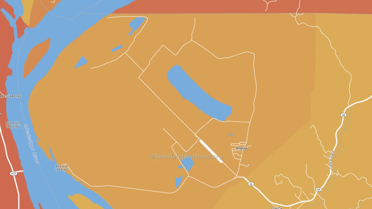 Map of the best neighborhoods in the 70712 area, with better matches in green and worse matches in red