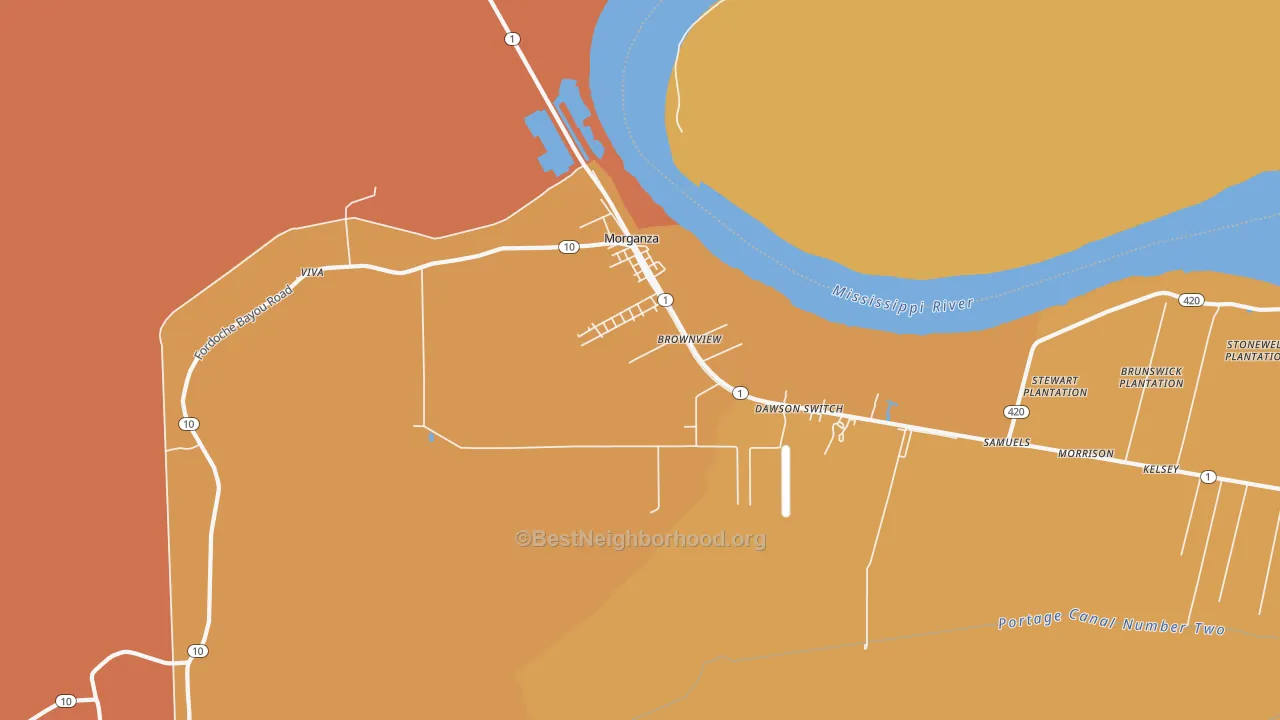 Map of the best neighborhoods in the 70759 area, with better matches in green and worse matches in red