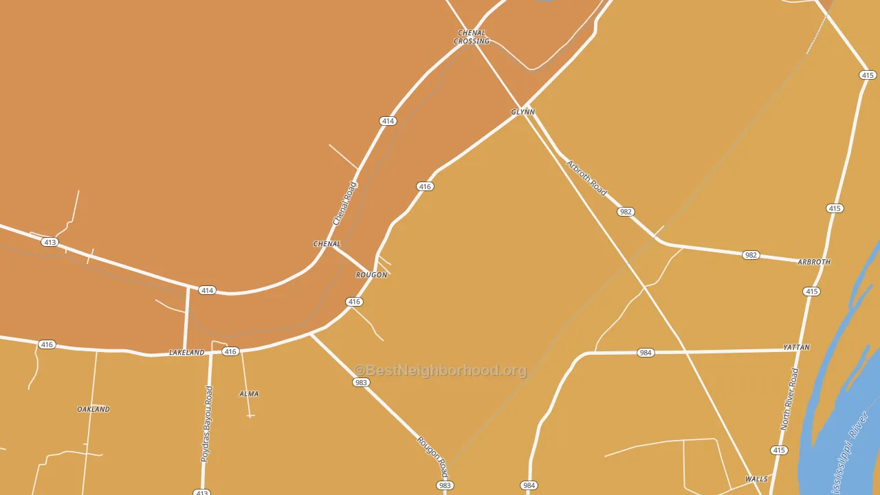 Map of the best neighborhoods in the 70773 area, with better matches in green and worse matches in red