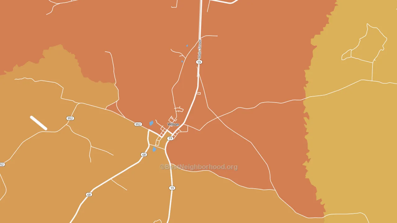 Map of the best neighborhoods in the 70789 area, with better matches in green and worse matches in red