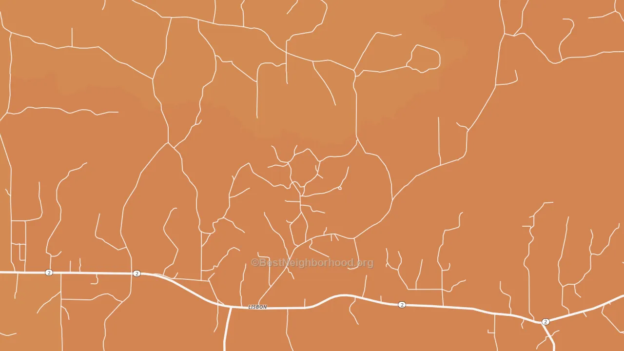 Map of the best neighborhoods in the 71048 area, with better matches in green and worse matches in red