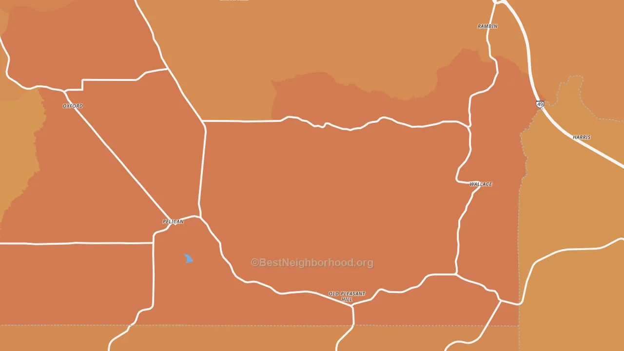 Map of the best neighborhoods in the 71063 area, with better matches in green and worse matches in red