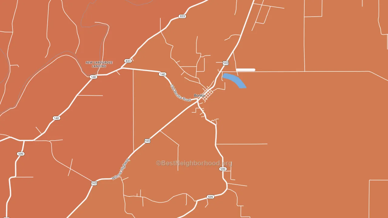 Map of the best neighborhoods in the 71223 area, with better matches in green and worse matches in red