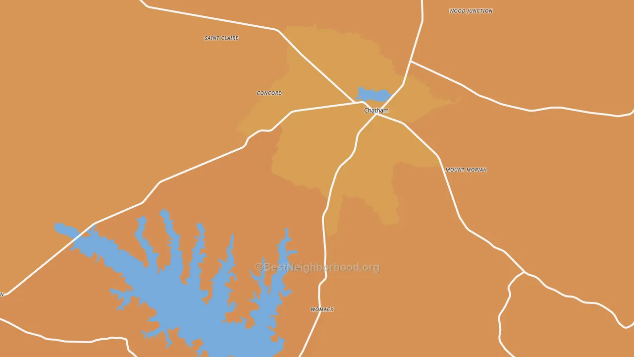 Map of the best neighborhoods in the 71226 area, with better matches in green and worse matches in red