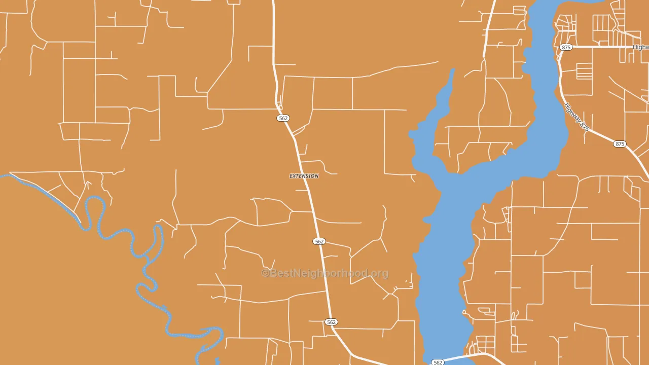 Map of the best neighborhoods in the 71243 area, with better matches in green and worse matches in red