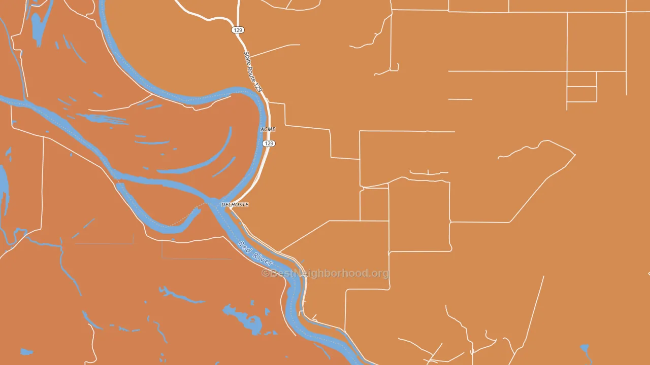 Map of the best neighborhoods in the 71316 area, with better matches in green and worse matches in red