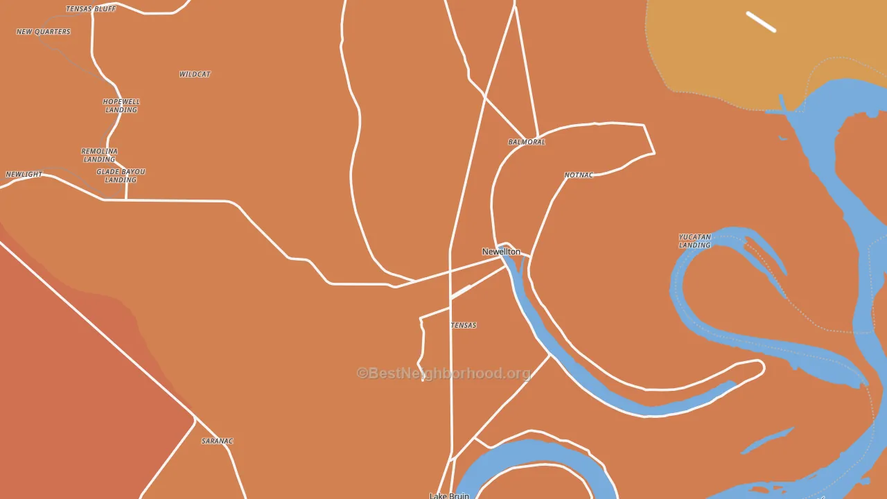 Map of the best neighborhoods in the 71357 area, with better matches in green and worse matches in red