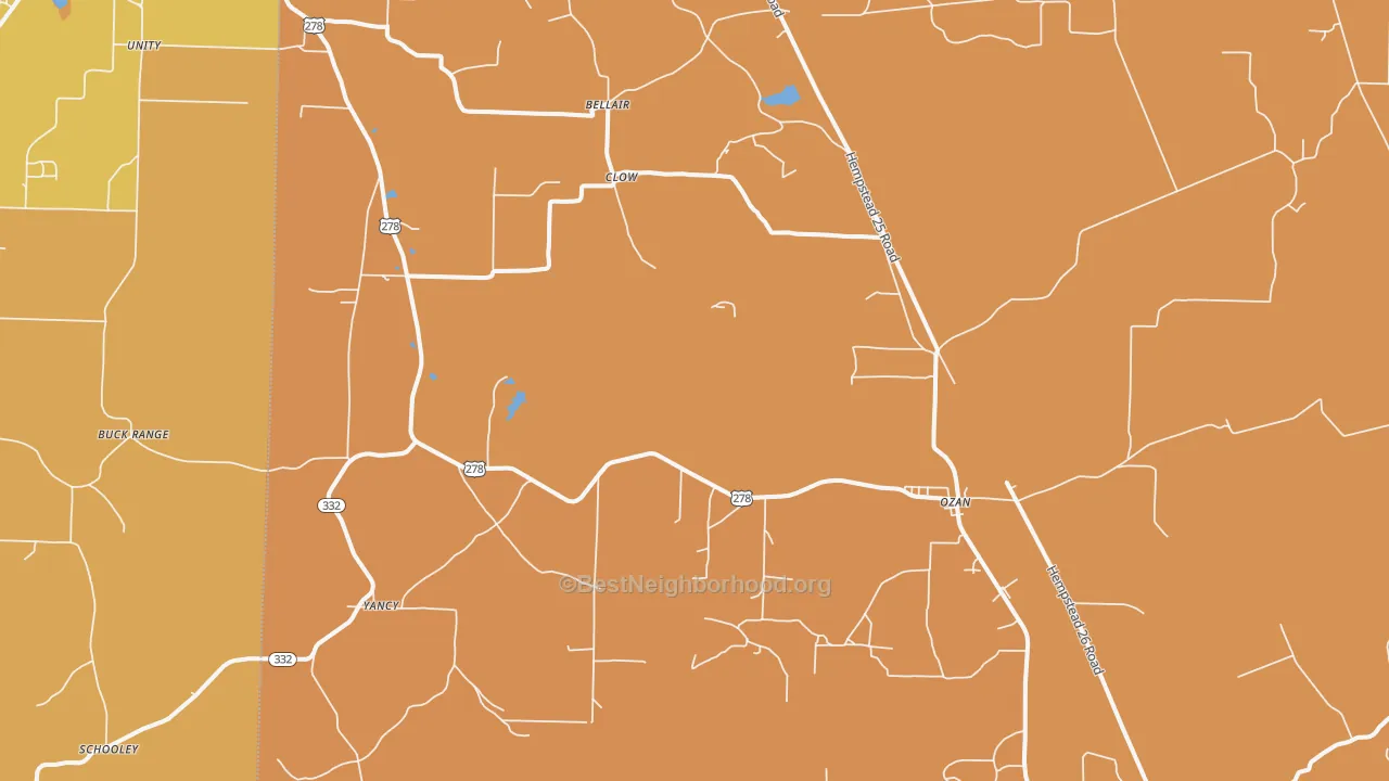 Map of the best neighborhoods in the 71855 area, with better matches in green and worse matches in red