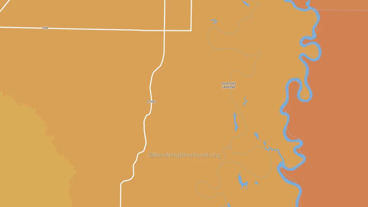 Map of the best neighborhoods in the 72048 area, with better matches in green and worse matches in red