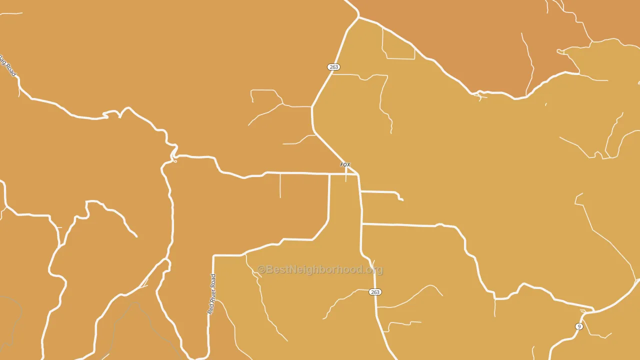Map of the best neighborhoods in the 72051 area, with better matches in green and worse matches in red