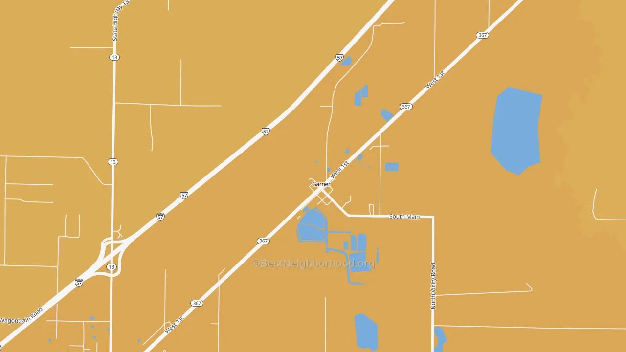 Map of the best neighborhoods in the 72052 area, with better matches in green and worse matches in red