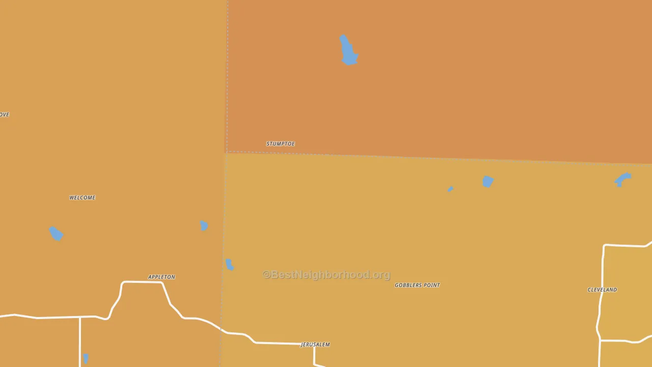 Map of the best neighborhoods in the 72080 area, with better matches in green and worse matches in red