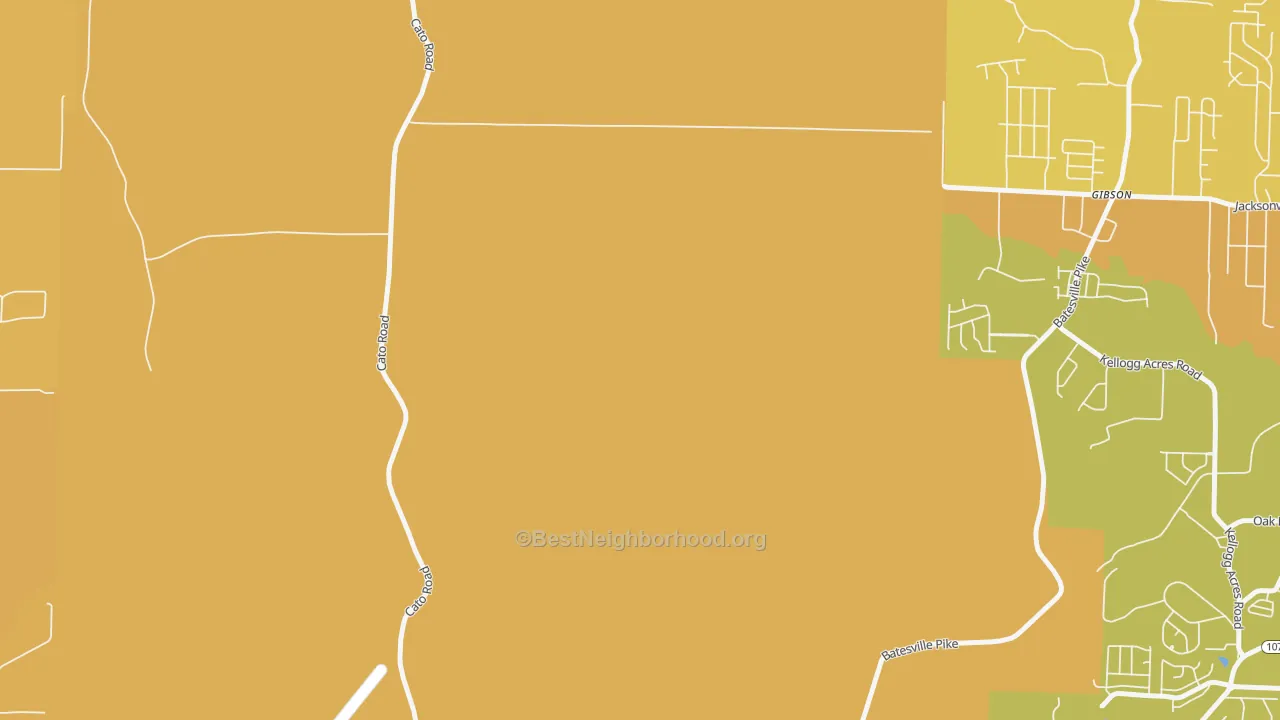 Map of the best neighborhoods in the 72119 area, with better matches in green and worse matches in red