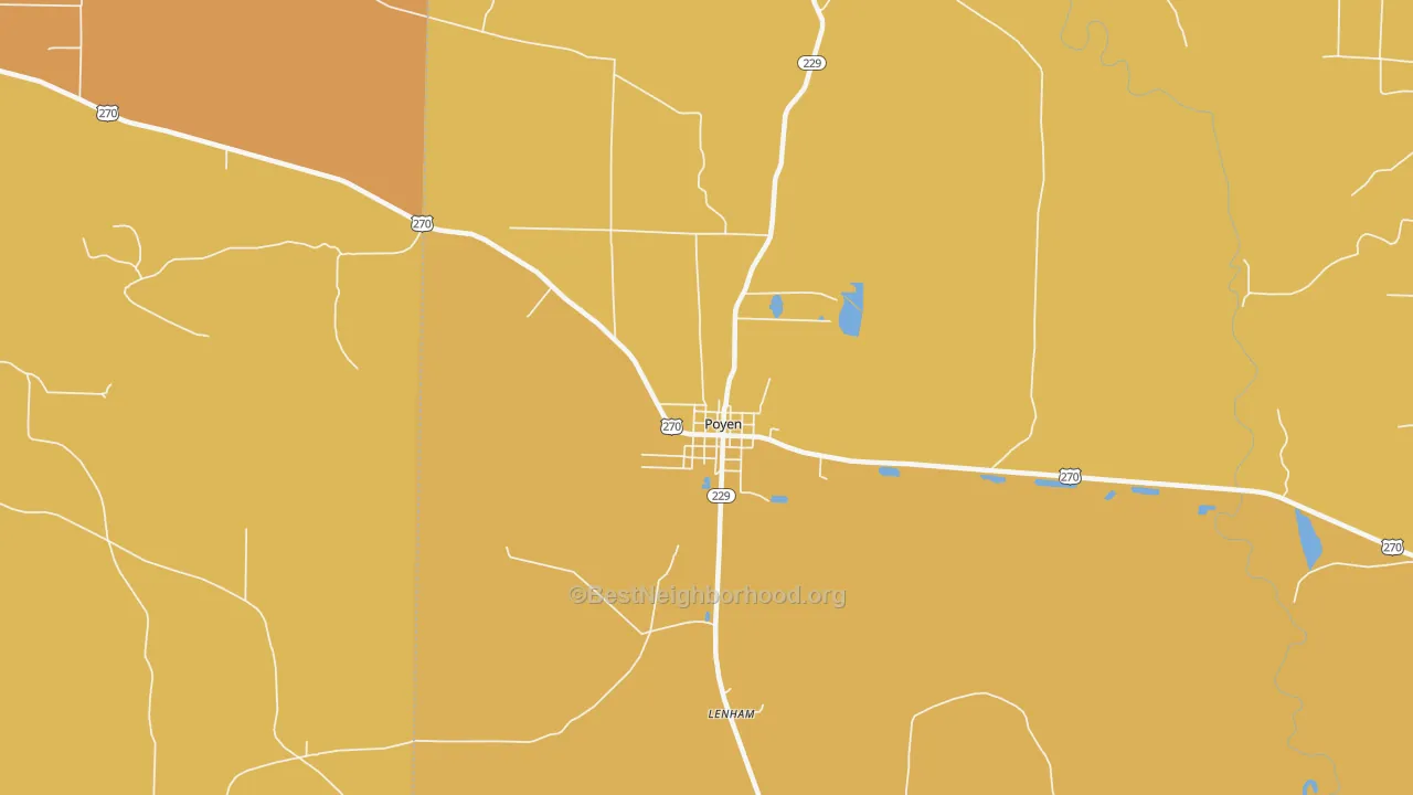 Map of the best neighborhoods in the 72128 area, with better matches in green and worse matches in red