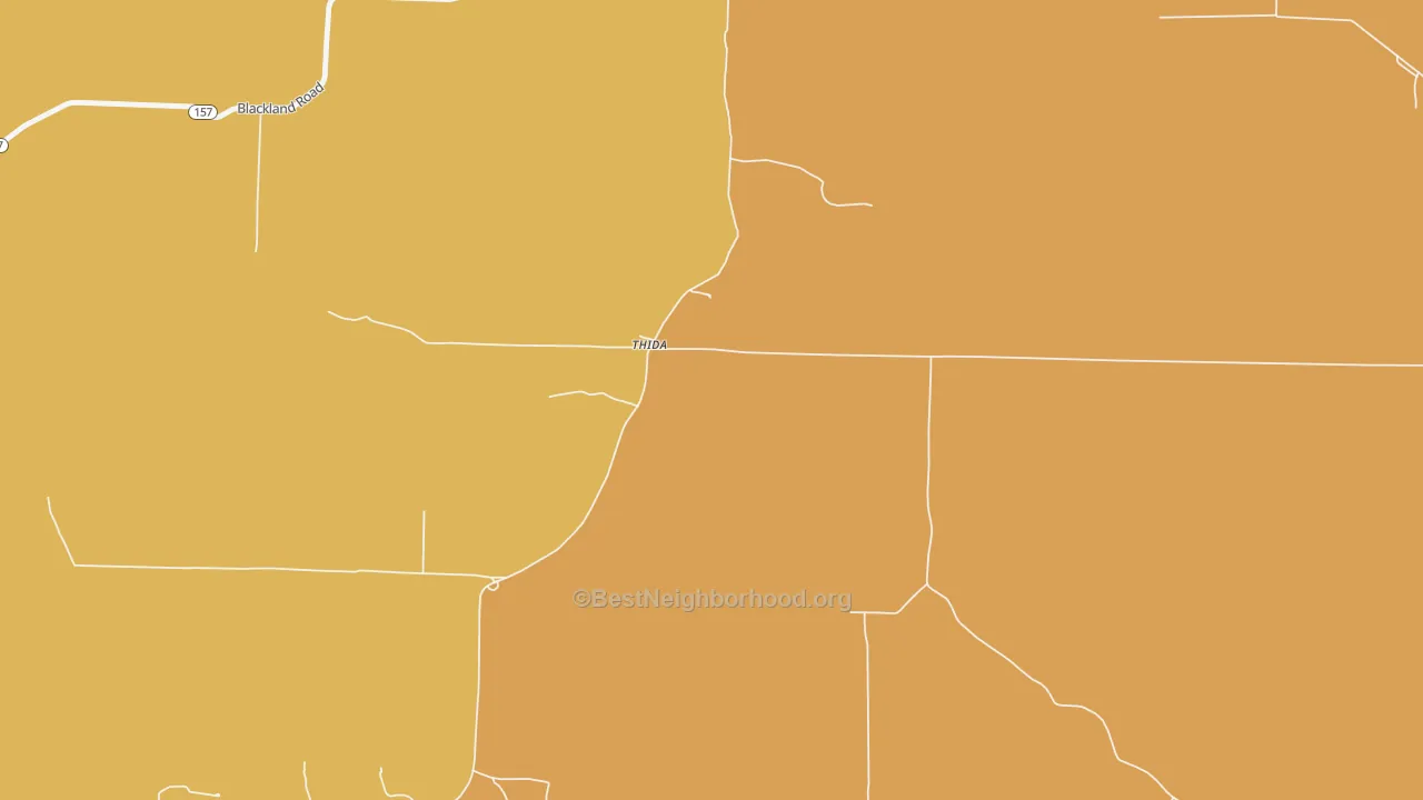 Map of the best neighborhoods in the 72165 area, with better matches in green and worse matches in red
