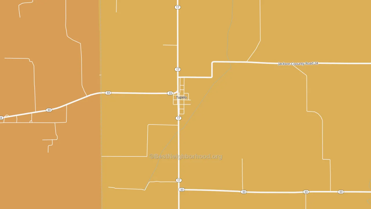 Map of the best neighborhoods in the 72169 area, with better matches in green and worse matches in red