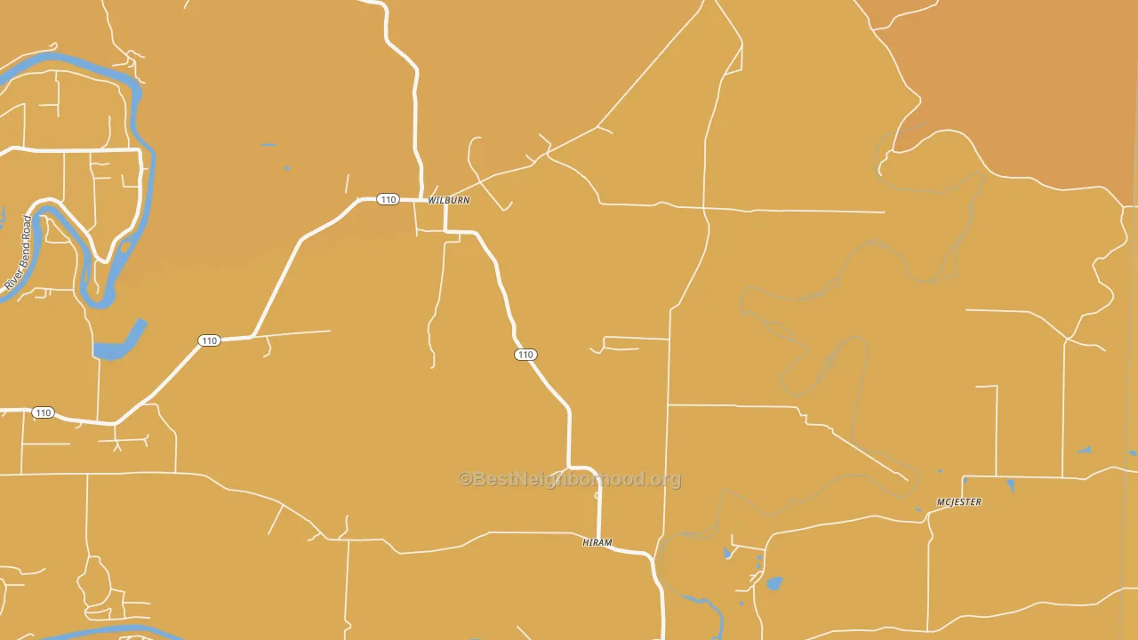 Map of the best neighborhoods in the 72179 area, with better matches in green and worse matches in red