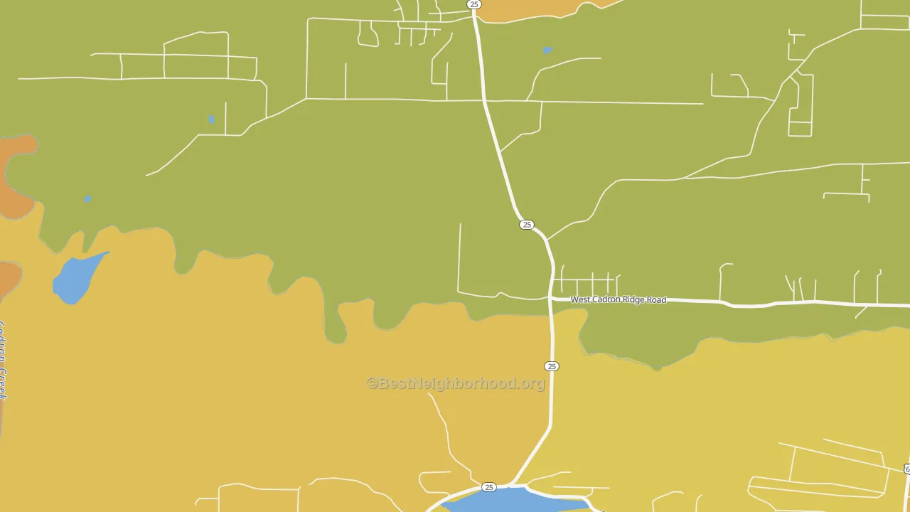 Map of the best neighborhoods in the 72181 area, with better matches in green and worse matches in red