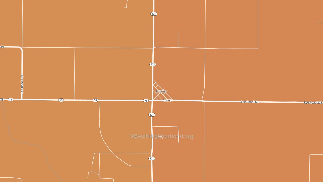 Map of the best neighborhoods in the 72311 area, with better matches in green and worse matches in red