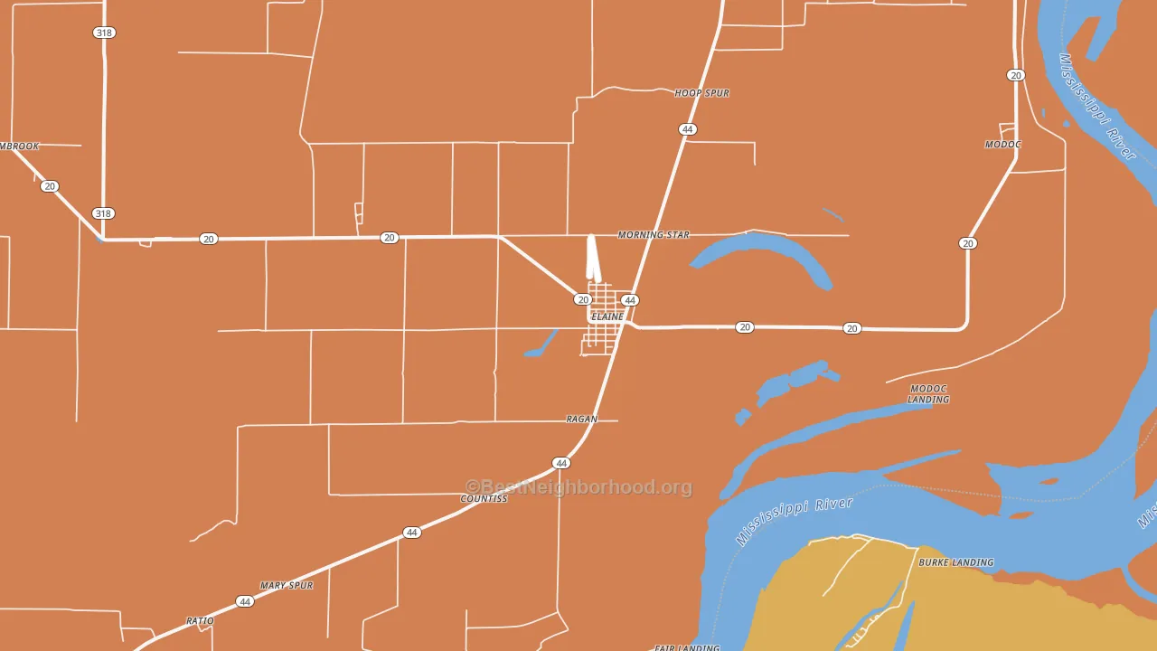 Map of the best neighborhoods in the 72333 area, with better matches in green and worse matches in red