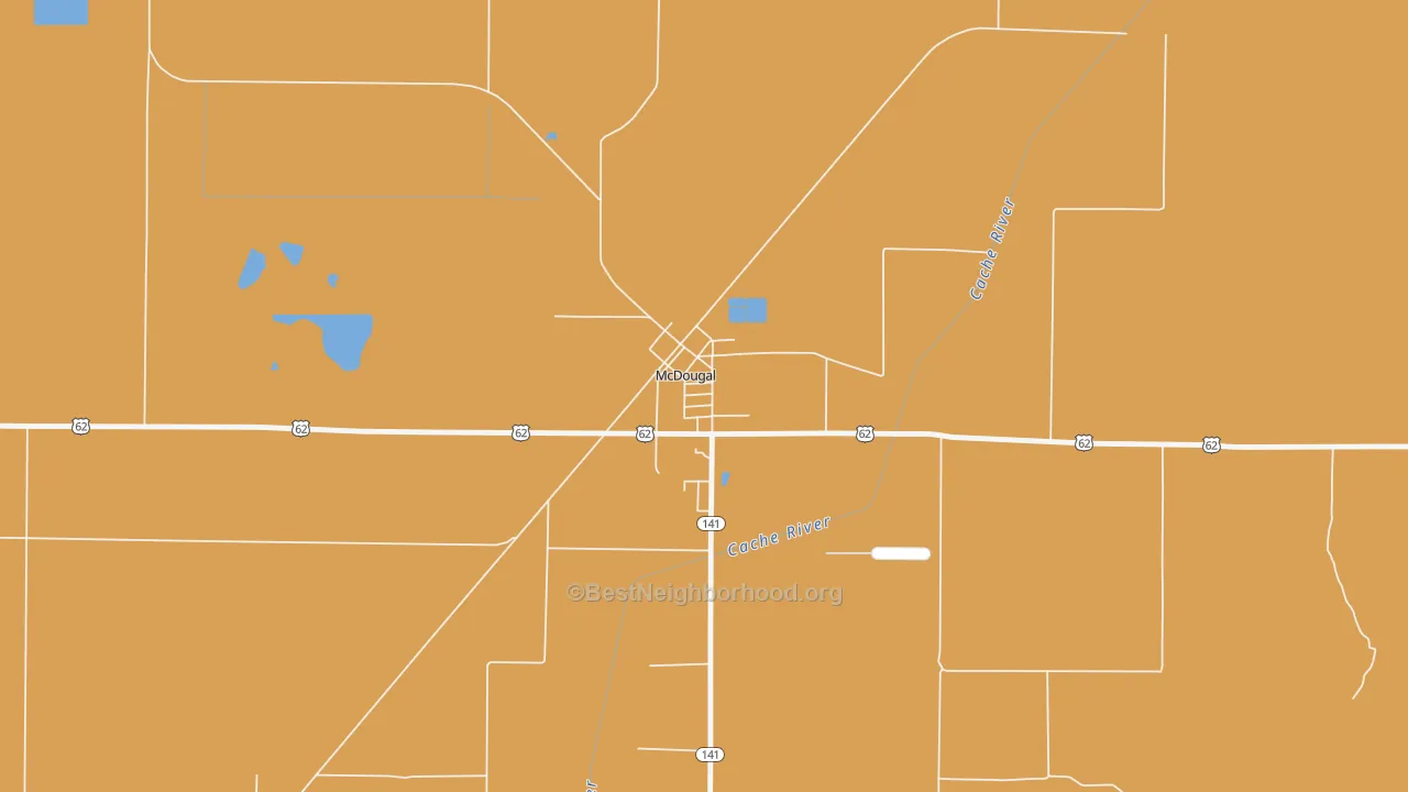Map of the best neighborhoods in the 72441 area, with better matches in green and worse matches in red