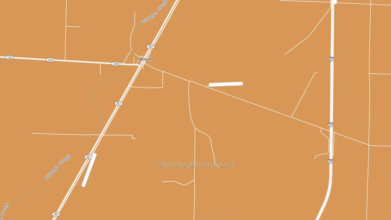 Map of the best neighborhoods in the 72445 area, with better matches in green and worse matches in red
