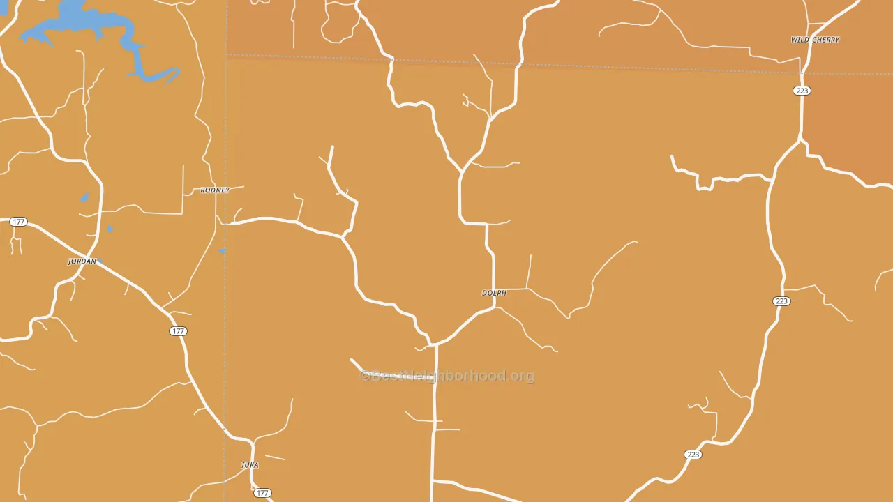 Map of the best neighborhoods in the 72528 area, with better matches in green and worse matches in red