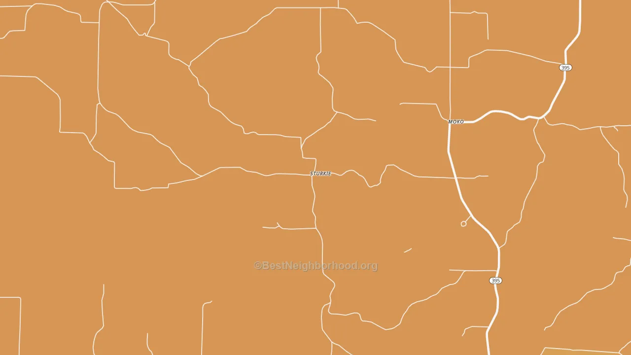 Map of the best neighborhoods in the 72578 area, with better matches in green and worse matches in red