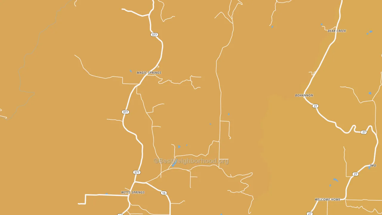 Map of the best neighborhoods in the 72686 area, with better matches in green and worse matches in red