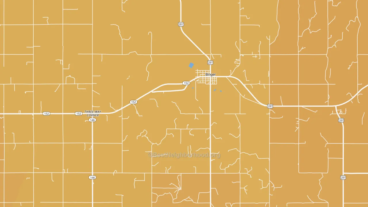 Map of the best neighborhoods in the 73009 area, with better matches in green and worse matches in red