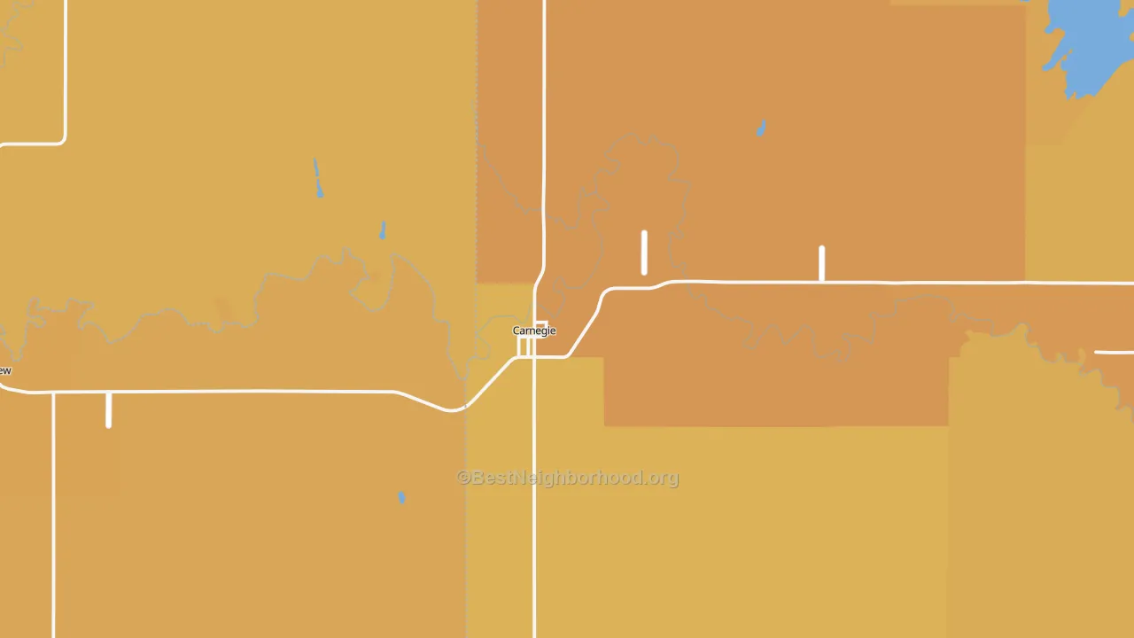 Map of the best neighborhoods in the 73015 area, with better matches in green and worse matches in red