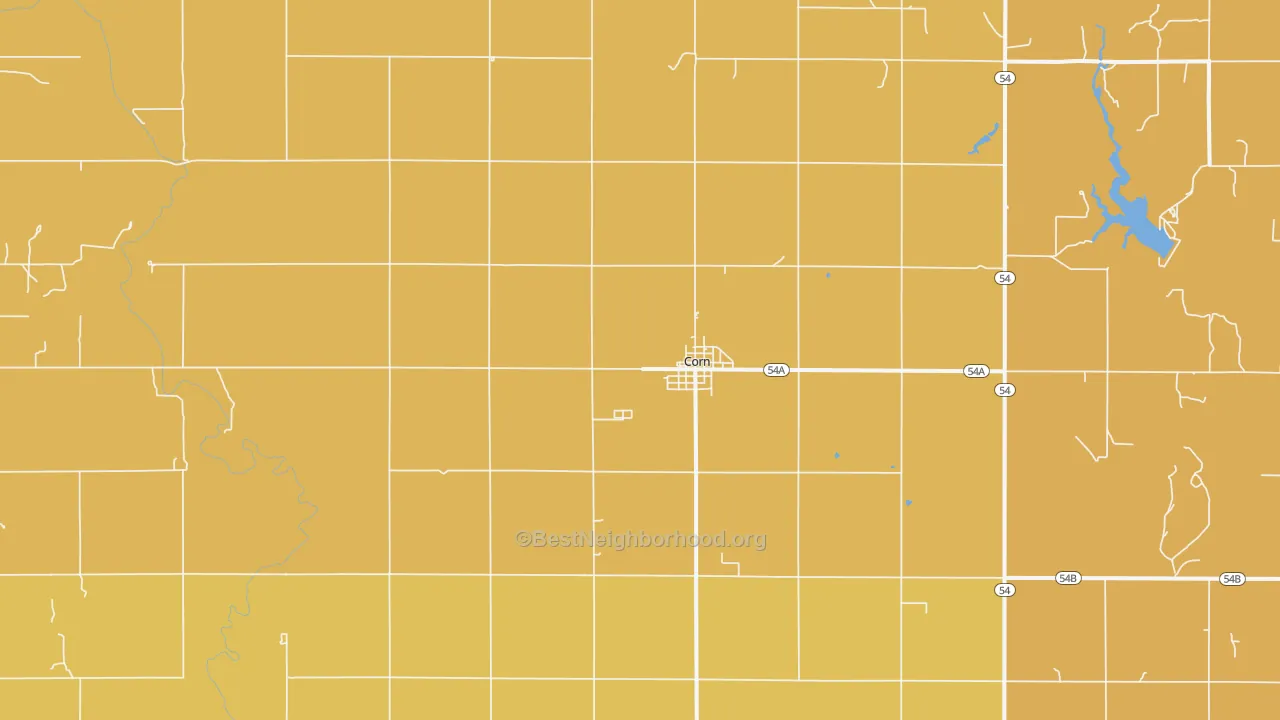 Map of the best neighborhoods in the 73024 area, with better matches in green and worse matches in red